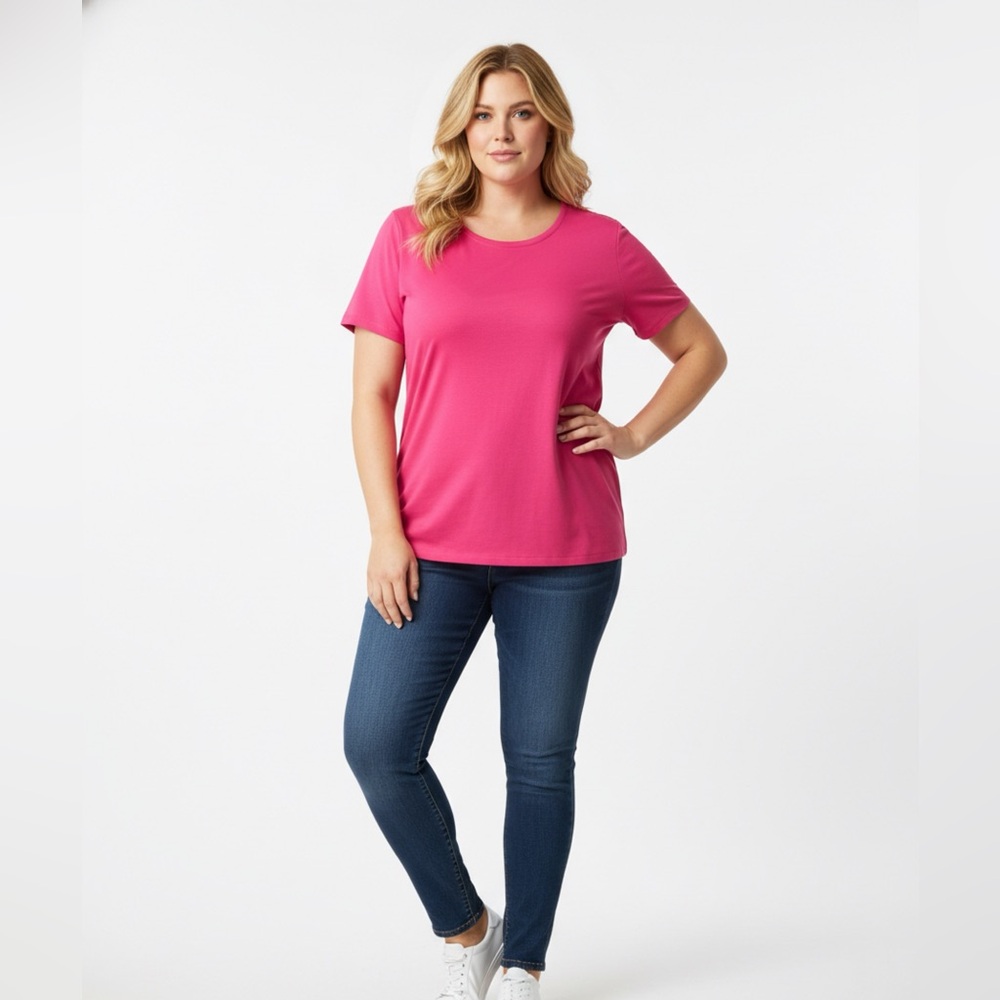 Talbots Pima Cotton Tee - Pink - XL - EUC